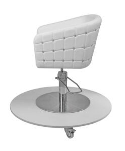 a white chair with a round table